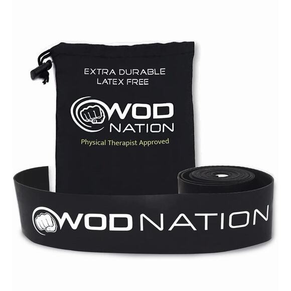 WOD Nation Muscle Floss Bands Recovery Band 1 Pack-Heavy W/ Carrying Bag, Black - Picture 1 of 7